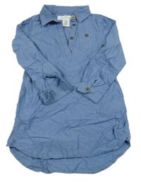 Modré plátěné šaty s límečkem H&M