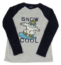 Sivo-tmavomodrá chlpatá mikina s Yettim Primark