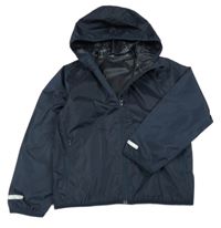 Tmavomodrá šušťáková nepromokavá bunda s kapucňou