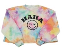 Farebná crop mikina so smajlíkom Shein