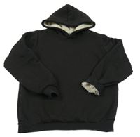 Černá zateplená mikina s kapucí 