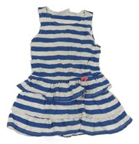 Modro-biele pruhované bavlnené šaty Alive