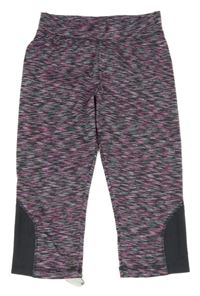 Čierno-modro-ružové melírované športové capri legíny Yigga