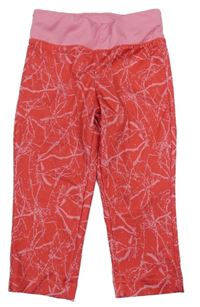 Červeno-ružové capri športové funkčné legíny Crane