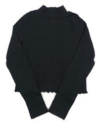 Čierne rebrované crop tričko M&S