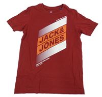 Vínové tričko s potiskem Jack & Jones