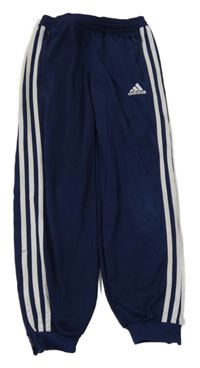 Modré športové tepláky s logom a pruhmi Adidas