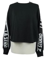 Dámská černá crop oversize mikina s nápisy F&F