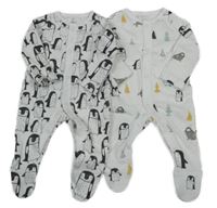 2x - Biely overal s tučňáky F&F