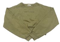 Khaki crop mikina s nápisom Candy