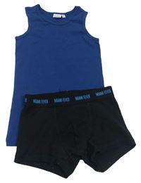2set - černé boxerky + tmavomodrý nátělník