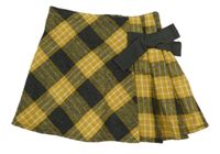 Žlto-tmavošedo-biela károvaná vlnená sukňa Matalan