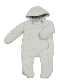Biela šušťáková prešívaná ľahká zateplená kombinéza s kapucňou Mamas&Papas