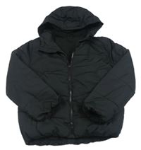 Čierna šušťáková zimná bunda s kapucňou