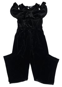 Čierny zamatový nohavicový overal F&F