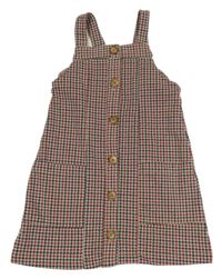 Smetanovo-černo-červené vzorované šaty s knoflíčky C&A