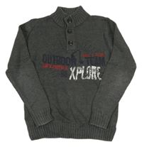 Tmavosivý sveter s nápisom Pepperts