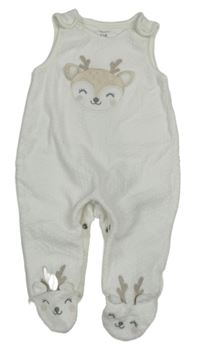 Bílé vzorované sametové dupuačky so srnkou C&A