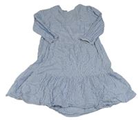 Modro-bílé pruhované krepové šaty H&M