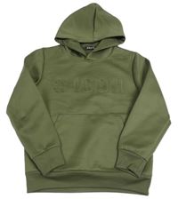 Khaki mikina s 3D nápisom a vreckom a kapucňou Boom Kids