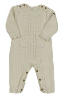 Smetanový pletený overal s copánky Topomini