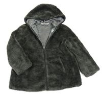 Tmavošedý kožešinový podšitý kabát s kapucí M&S