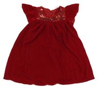 Červené zamatové šaty s flitrami H&M