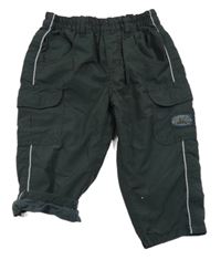 Antracitové šušťákové podšité cargo nohavice