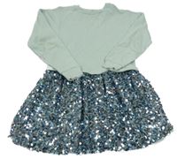 Světlemodrošedé teplákové šaty s flitrovou sukní George