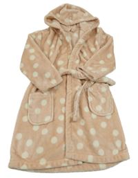 Svetloružový bodkovaná ý chlpatý župan s kapucňou George