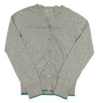 Sivý prepínaci sveter so zeleným lemem Alive