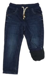 Tmavomodré podšité rifle s úpletový pasom George