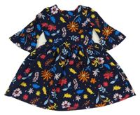 Tmavomodro-farebné kvetované šaty Dunnes