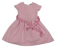 Ružovo-biele pruhované šaty