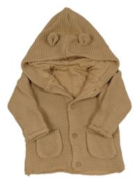 Hnědý propínací podšitý svetr s kapucí George