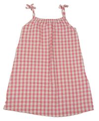 Ružovo-biele kockované krepové šaty Nutmeg