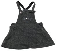 Čierno-strieborné trblietavé na traké šaty s ňufáčikom  Nutmeg