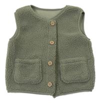 Khaki huňatá vesta Dunnes