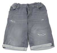Šedé teplákové riflové kraťasy s prošoupáním JACK&JONES