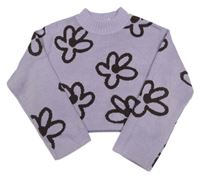 Lila crop svetr s květy H&M 