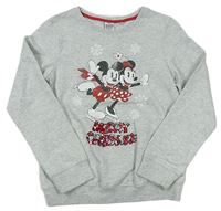 Sivá vianočná mikina s Mickeym a Minnie Next