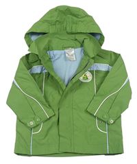 Zeleno-svetlomodrá šušťáková jarná bunda s odopínacíá kapucňou