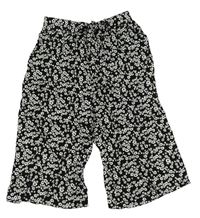 Černé culottes kalhoty s kytičkami E-vie