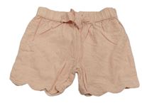 Lososovo-strieborné pruhované plátenné kraťasy Mothercare