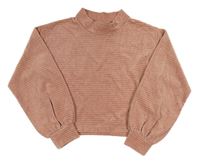 Strarůžová zamatová rebrovaná crop mikina Lindex