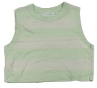 Světlezeleno-biely pruhovaný svetrový crop top zn. Zara