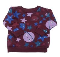 Vínová hviezdičkovaná mikina s planetami Primark