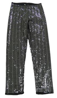 Černo-stříbrné legíny s flitry Matalan