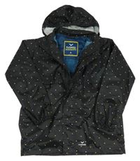 Čierna šušťáková jarná bunda s bodkami a kapucňou Rainbird