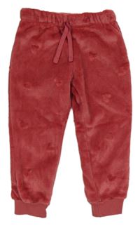 Ružové chlpaté domáceé nohavice so srdiečkami Lupilu